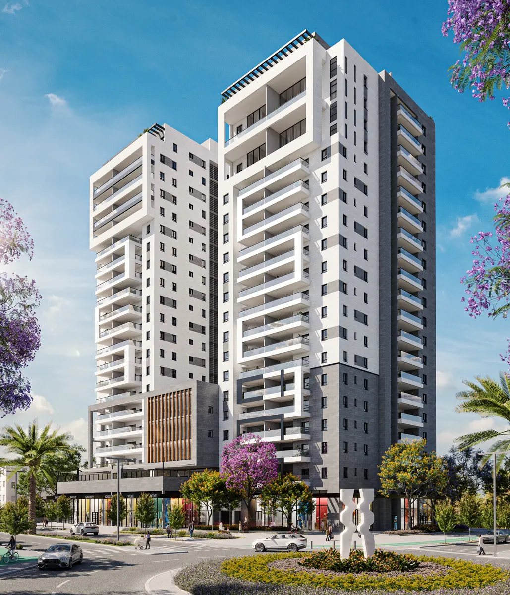 הדמיית חזית הפרויקט באור יום