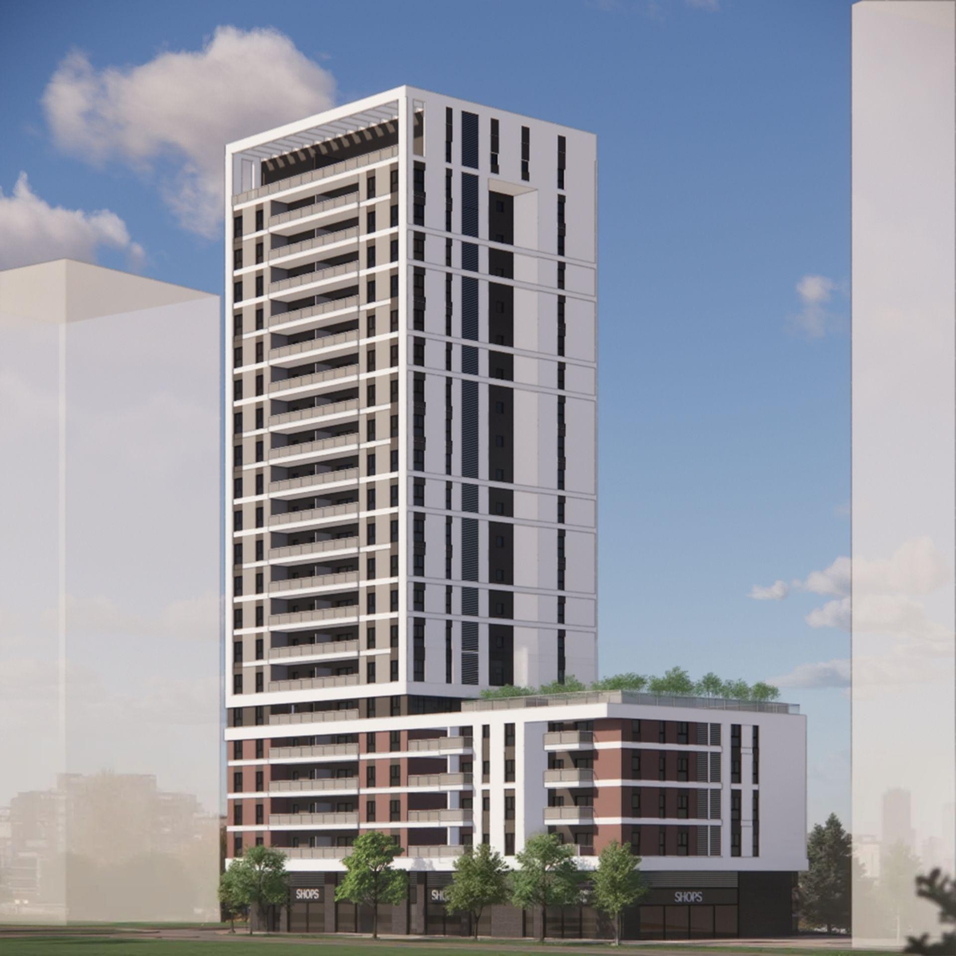 Rendering – the planned residential tower at 11-13 Gabrielov St., Rehovot